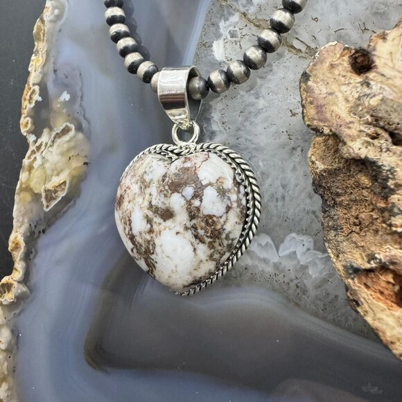 Sterling Silver Southwestern Style Wild Horse Heart Shape Pendant For Women - Picture 5 of 10